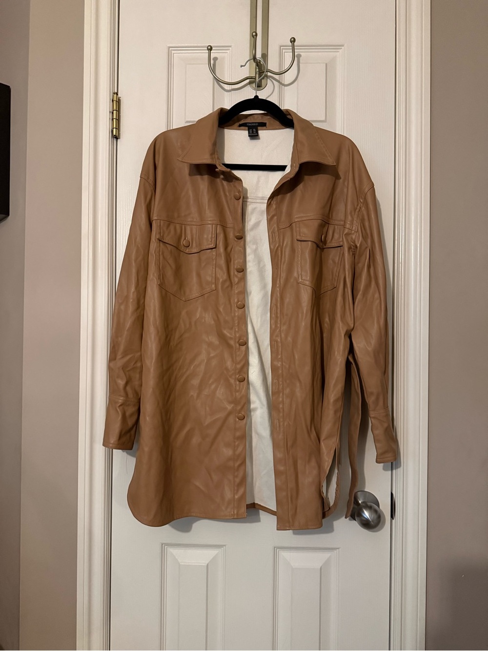 Forever 21 Faux Leather Collar Jacket in Light Brown